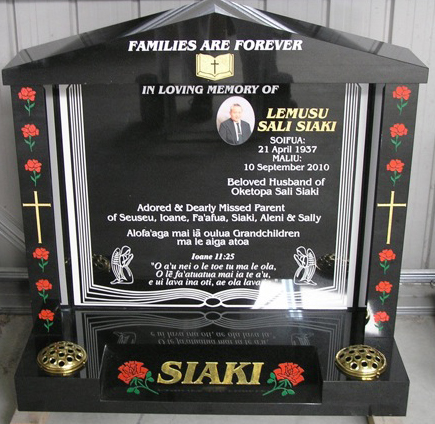 ~STANDARD TEMPLE HEADSTONE ON SPLAY BASE